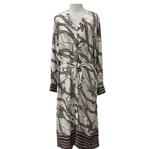 H&M Burgundy & Cream Paisley Midi Dress